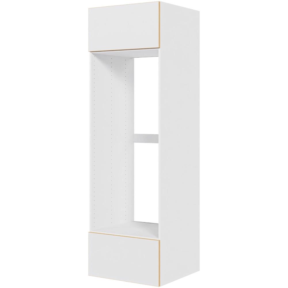 Multi-Living Køkken indbygningsskab i White/Oak Line til køl H: 195,2 cm D: 60,0 cm - Toplåge & skuffe med deldudtræk/softluk - Bredde: 60 cm