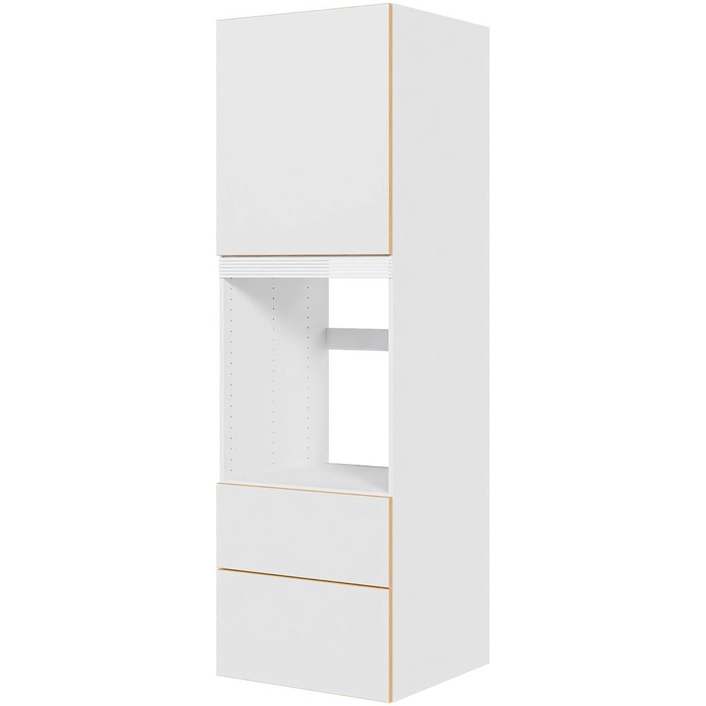 Multi-Living Køkken indbygningsskab i White/Oak Line til ovn H: 195,2 cm D: 60,0 cm - Deleudtræk/softluk - Bredde: 60 cm