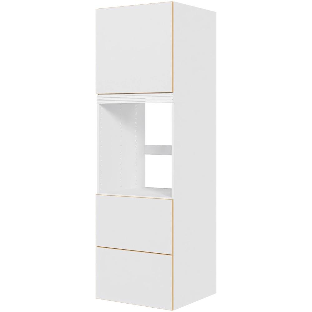 Multi-Living Køkken indbygningsskab i White/Oak Line til ovn H: 195,2 cm D: 60,0 cm - 2 låger & skuffe look - Bredde: 60 cm