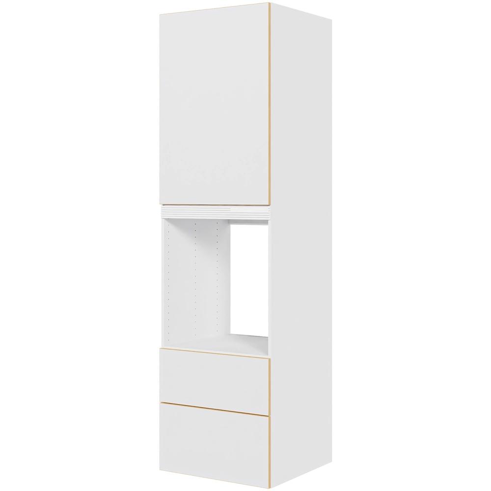 Multi-Living Køkken ekstra højt indbygningsskab til ovn  i White/Oak Line H: 214,4 cm D: 60,0 cm - 1 låge & 2 skuffer fuldudtræk/softluk - Bredde: 60 cm