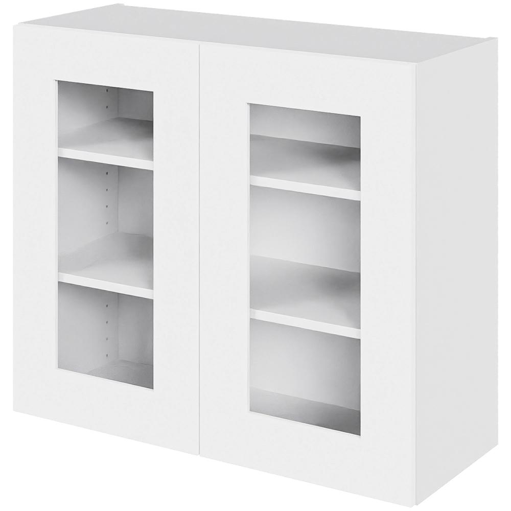 Multi-Living Køkken vitrineskab i Cibo Bianco overskab H: 70,4 cm D: 34,0 cm - Låge med klart glas inklusiv 2 hylder - Bredde: 80 cm